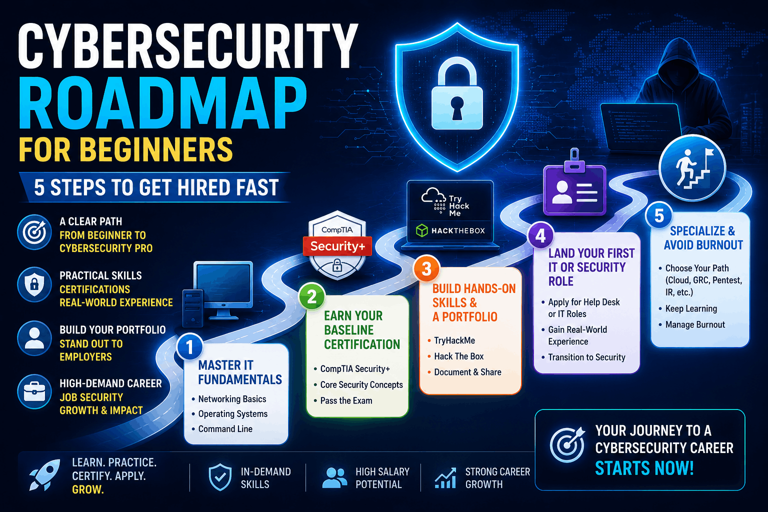 Cybersecurity Roadmap for Beginners 5 Steps to Get Hired Fast