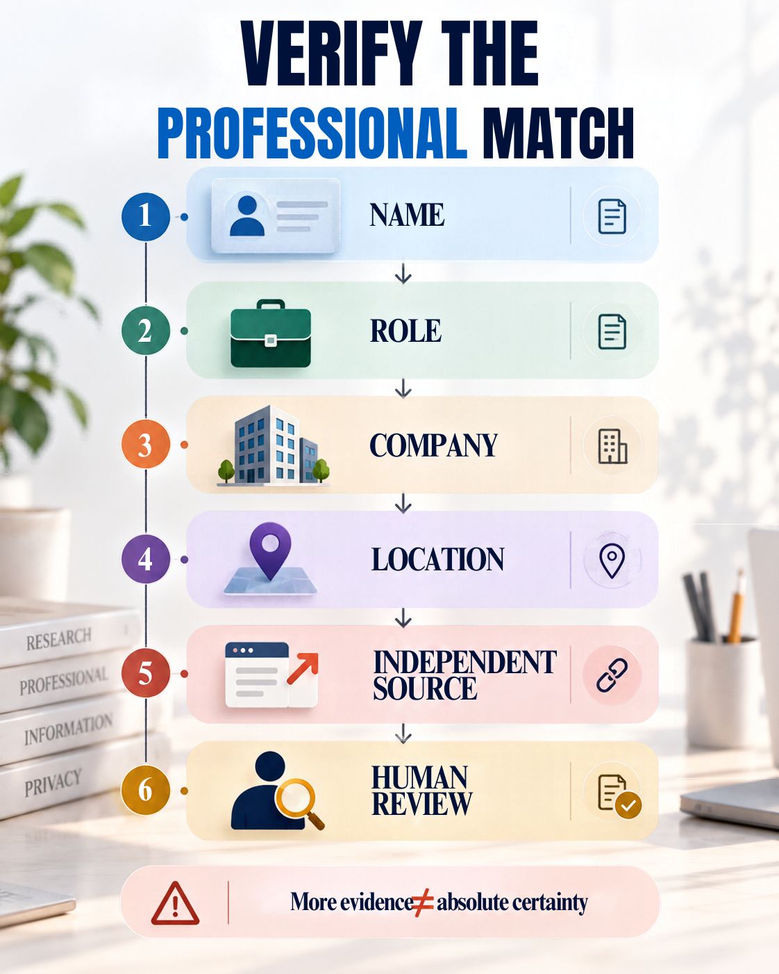 Professional profile verification evidence ladder