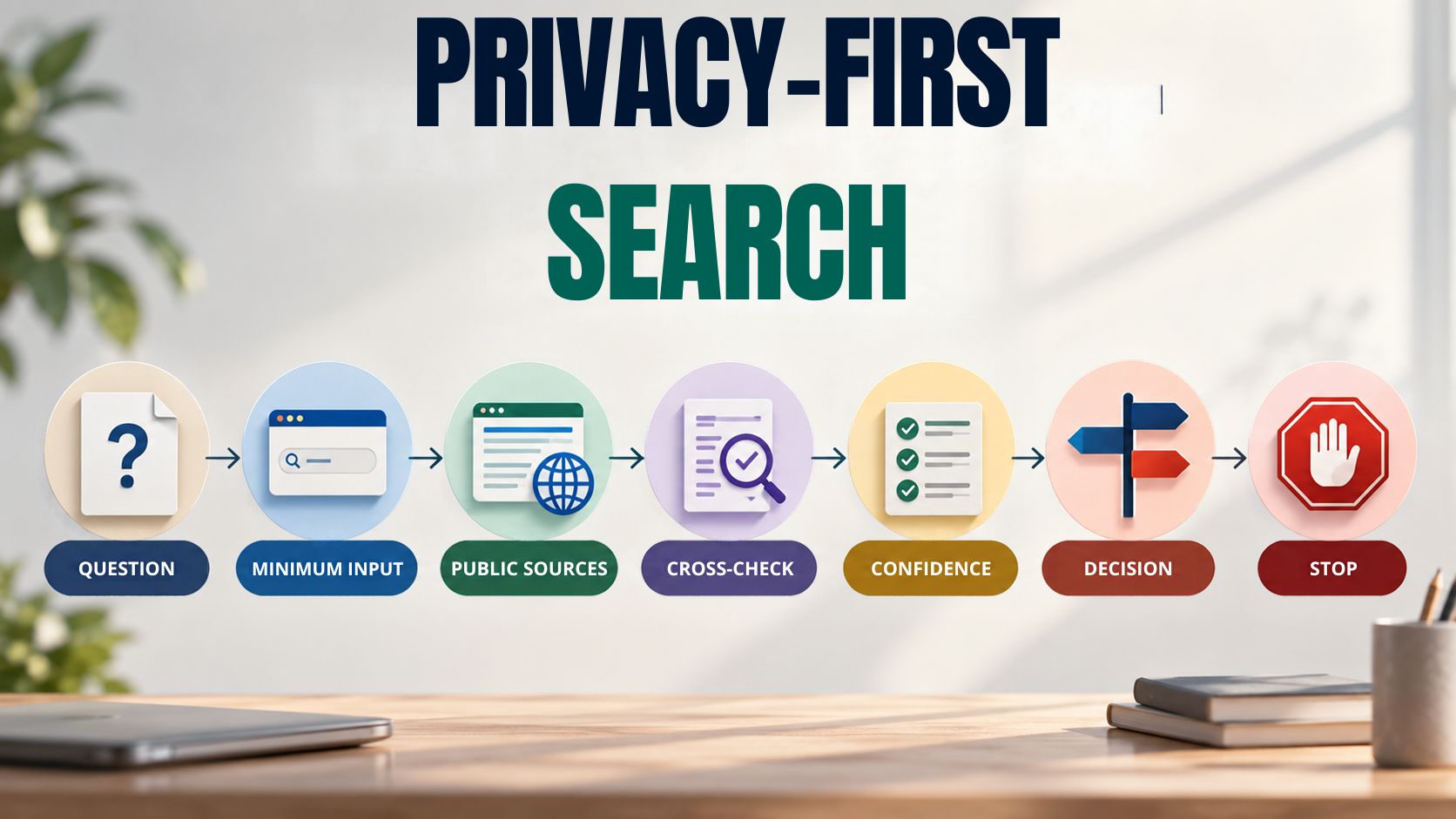 Privacy-first professional profile search workflow